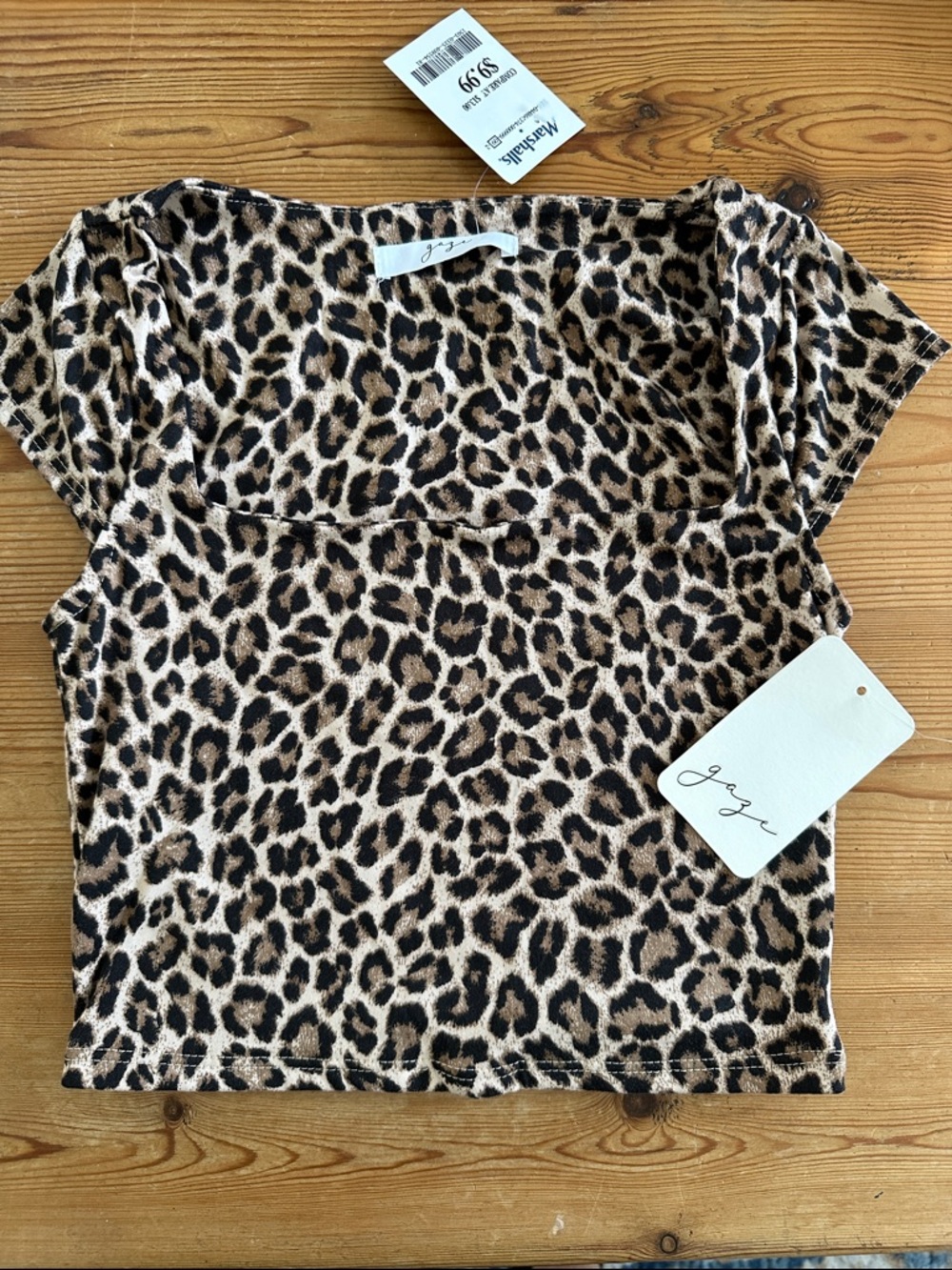 Gadzooks Leopard Print Crop Top - Tan/Black